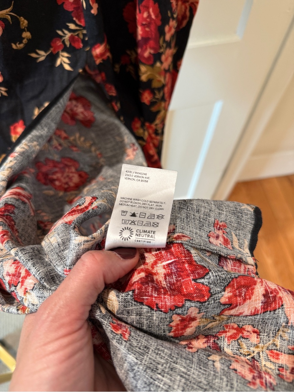 Reformation Black Midi Dress with Red Floral Print - Picture 10 of 10